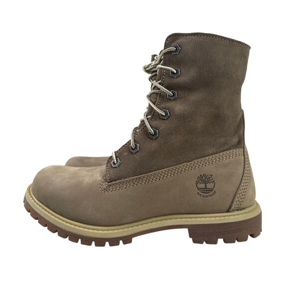 Timberland Roll Top Boots Womens 7 M Light Brown Nubuck Warm Lined Fleece WP - Picture 3 of 13